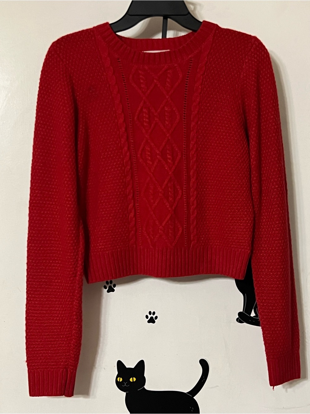 Copper Key Red Cable-Knit Crewneck Sweater